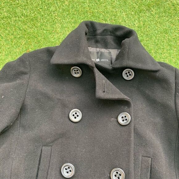 TODD SMITH 100% WOOL DOUBLE BREASTED black Pea Coat Jacket sz 12 Large - Picture 4 of 7